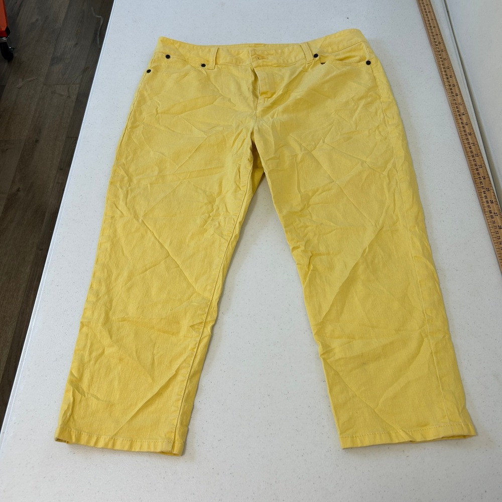 Talbots Heritage Slim Crop Pants Yellow Denim Womens 16P Petite 7713